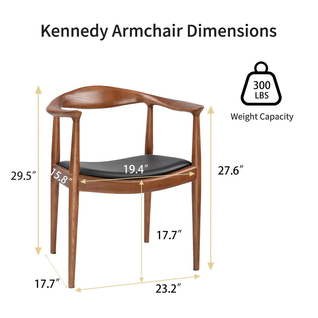 Kennedy Chairs, Mid Century Modern Dining Chairs with Arms (Walnut)