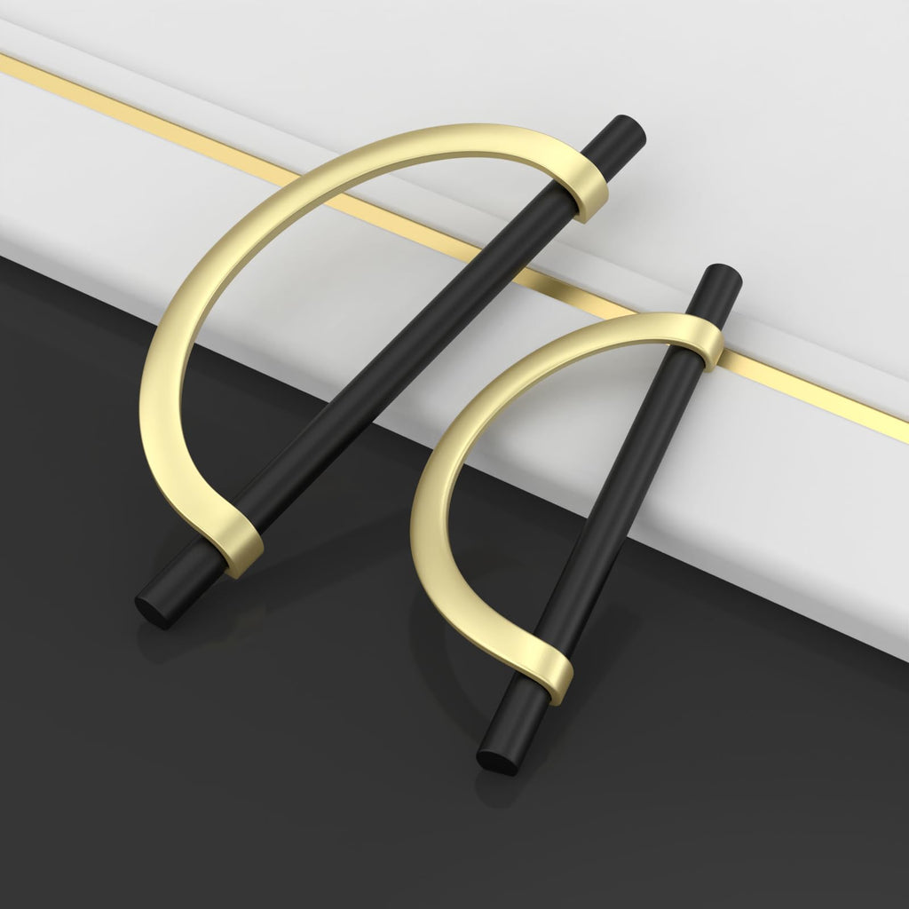10 Pack Black Brushed Gold Cabinet Pulls 6.25 Inch(160MM) Hole Centers Kitchen Cabinet Handles Hardware Kitchen