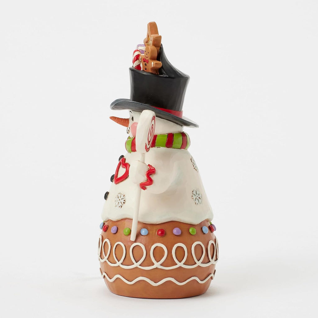 Jim Shore Heartwood Creek Gingerbread Christmas Snowman with Top Hat Figurine, 7 Inch, Multicolor