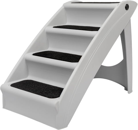CozyUp Folding Dog Stairs, Portable Indoor/Outdoor Pet Steps for Bed & Couch, Grey, 25 Inch