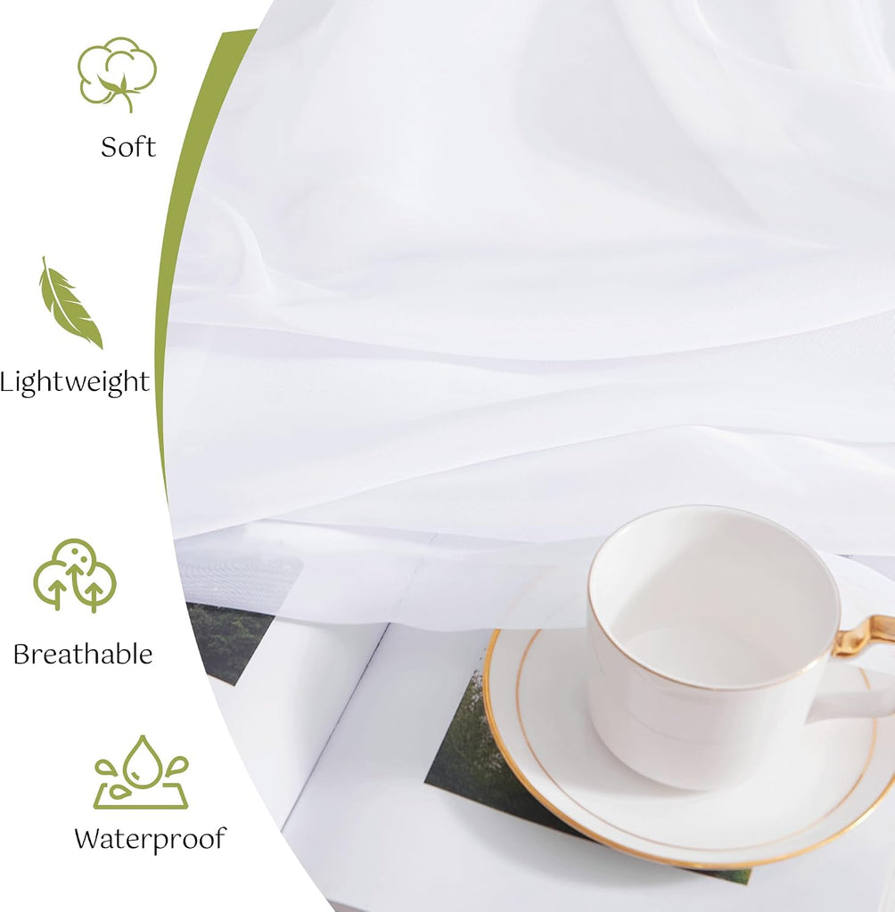6 Panels White Sheer Outdoor Curtains Waterproof | Light Filtering, Airy Voile, Outside Drapes Rod Pocket Drapes for