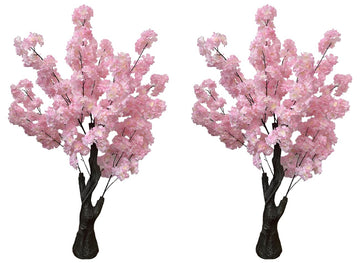 Artificial Cherry Blossom Tree, 4.3FT 2 Pack Pink Faux Cherry Blossom Tree, Wedding & Party Decoration, Indoor &