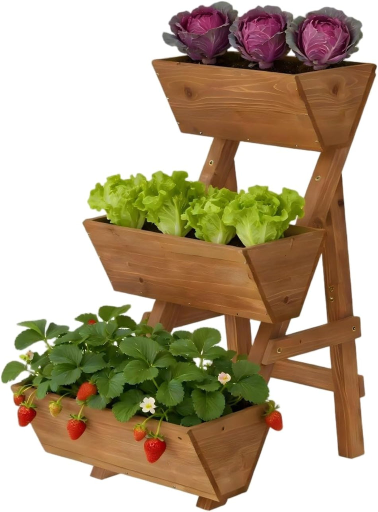 3 Tier Vertical Garden Planter Raised Garden Bed Tiered Planter Box Outdoor | Wood Planter Box Plant Stand Gardening