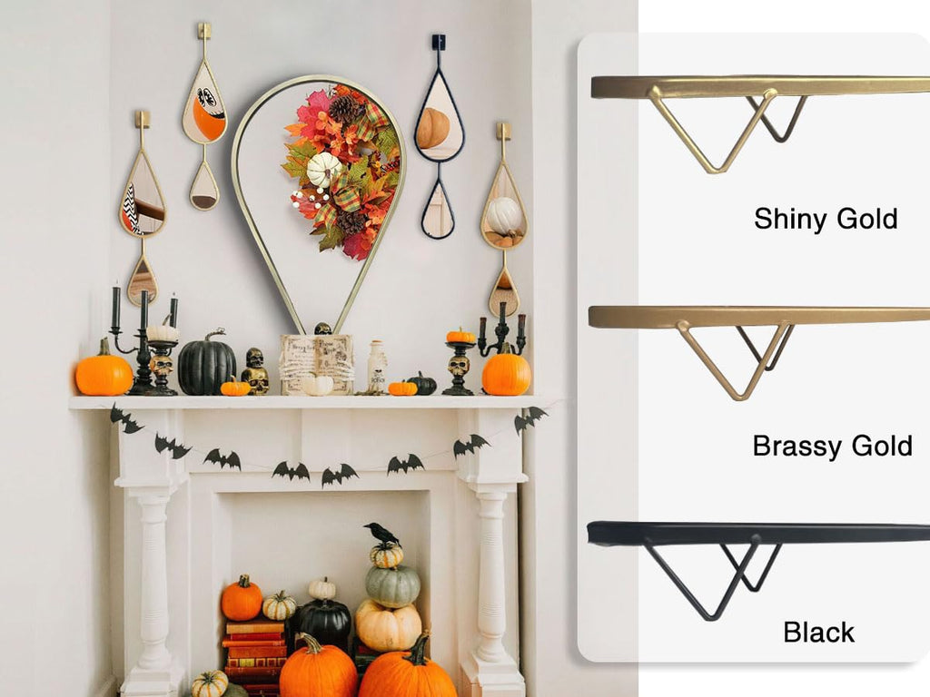 Wall Mirror Decorative Mirrors Mounted Decor Tear Drop Shape Gold Living Room Entryway Bathroom Vanity Brassy Gold
