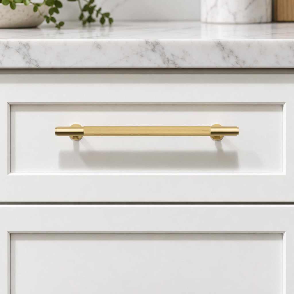 Solid Brass Cabinet Pulls, 5-Inch Hole Center Handles