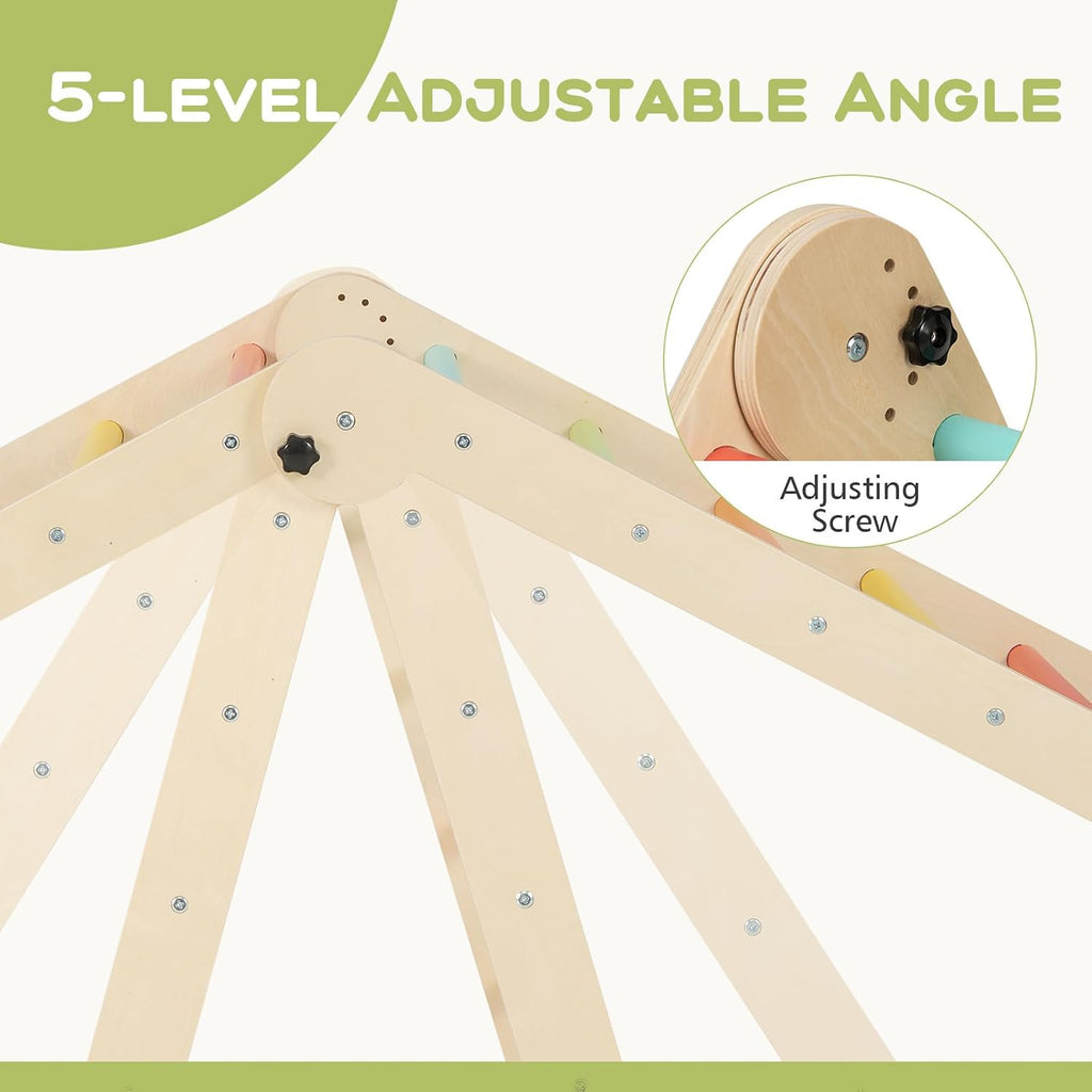 Triangle Set 8 in 1 Climbing Toys for Toddlers Foldable Wood Montessori Jungle Gym with Toddler Tower Angle