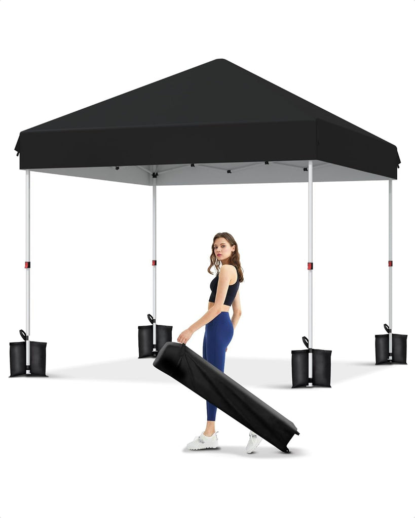10x10 Pop Up Canopy with One Button Push Setup - Heavy Duty Outdoor Canopy Tent with Portable Roller Bag