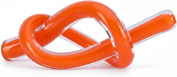Orange Abstract Glass Knot Sculpture, Hand Blown Glass Decor for Coffee Table TV Cabinet, Shelf or Mantel Accent