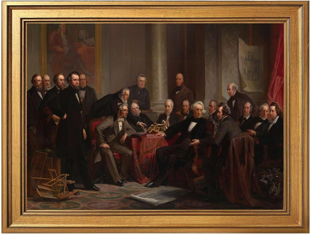 Framed Vintage Wall Art Historical Engineering Meeting Poster Canvas Print Oil Paintings Reproduction World Classics