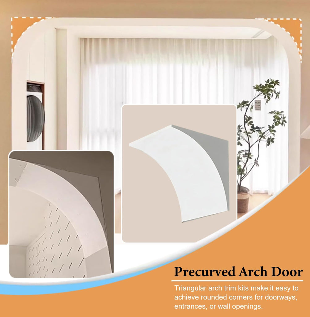 Precurved Arch Way Kit for Door Frame, 2 Pieces Interior Rounded Doorway Arch Kit, Foam Material Curved Opening