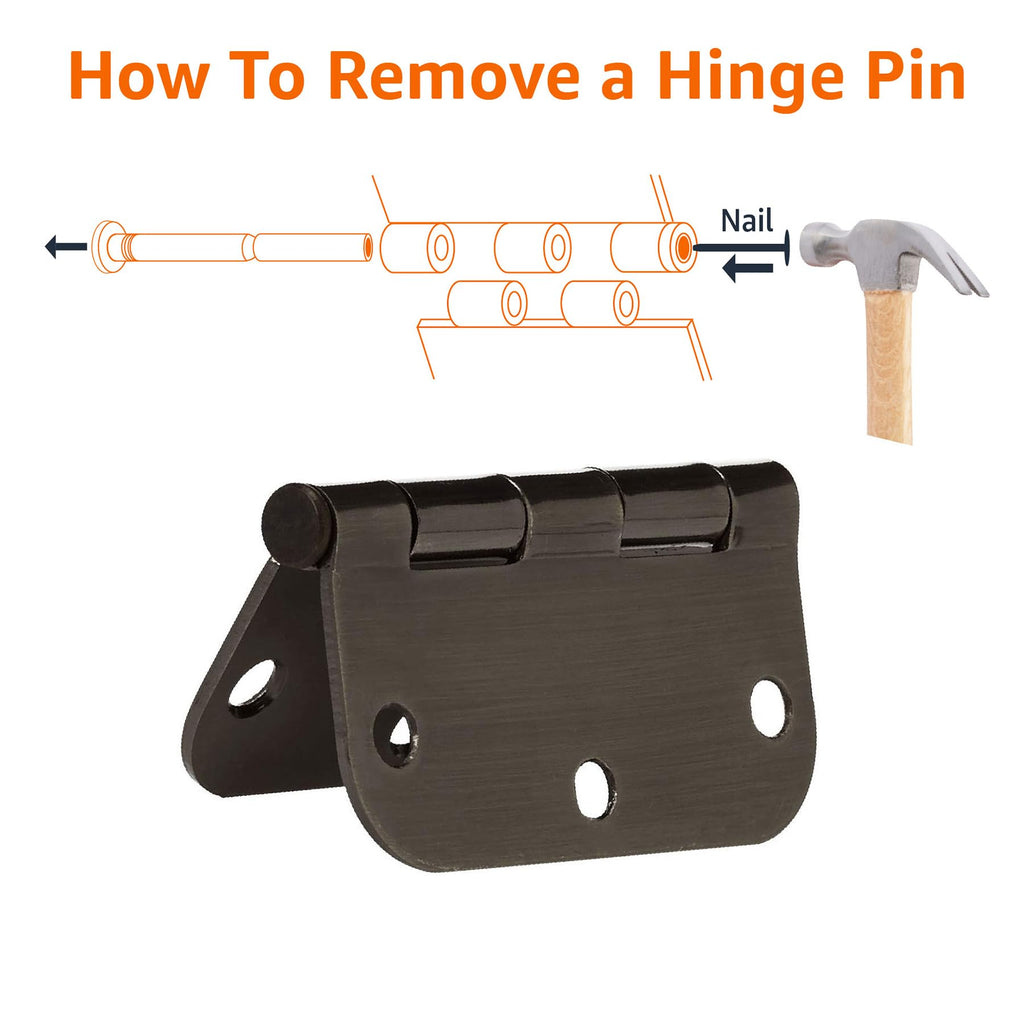 Rounded 5/8 Radius Interior Door Hinges with Screws, 3.5" x 3.5", Oil Rubbed Bronze, 18-Pack