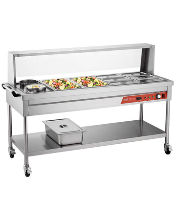 Commercial Food Warmer, 8 Pans + 2 Pots Electric Steam Table, 1800W Professional Buffet Catering Food Warmer with