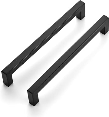 30 Pack 7-1/2 Inch Kitchen Square Cabinet Handles Matte Black Cabinet Pulls Black Drawer Pulls Kitchen Cabinet Hardware