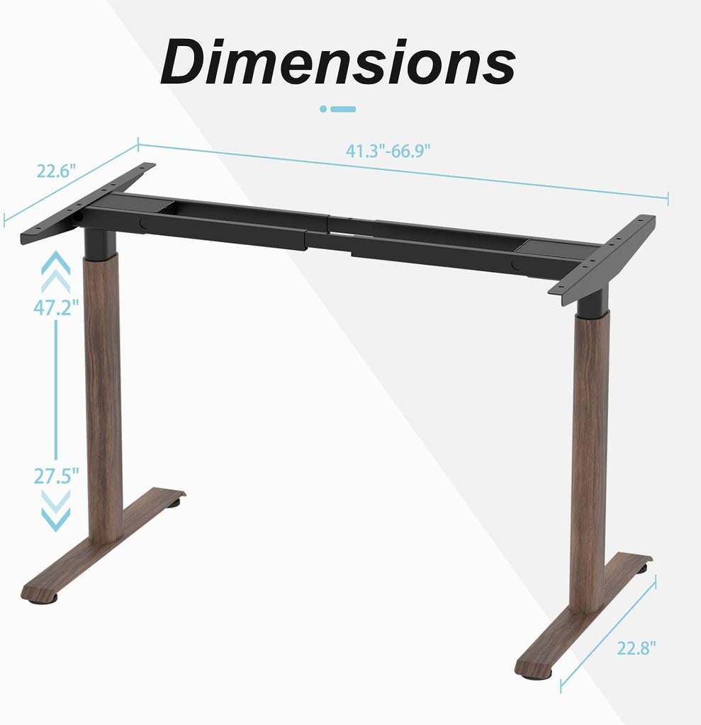 Dual Motor Standing Desk Frame,Sit Stand Desk Base Only,Walnut | Whisper-Quiet Dual Motors, 264 lb Capacity, Fits