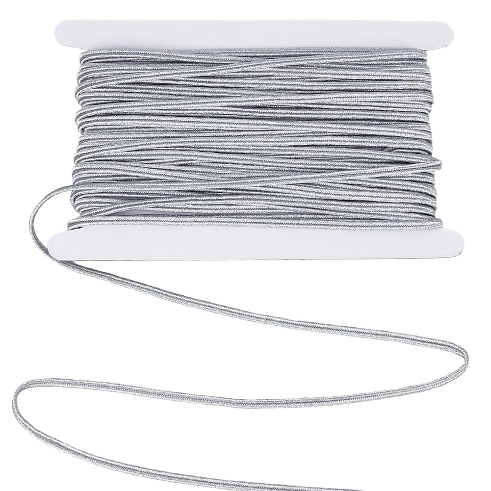 Silver Braided Cord, 21 Yard Soutache Braid for Sewing, Flat Thread for Beading Quilting Trimming, Crafts Supplies