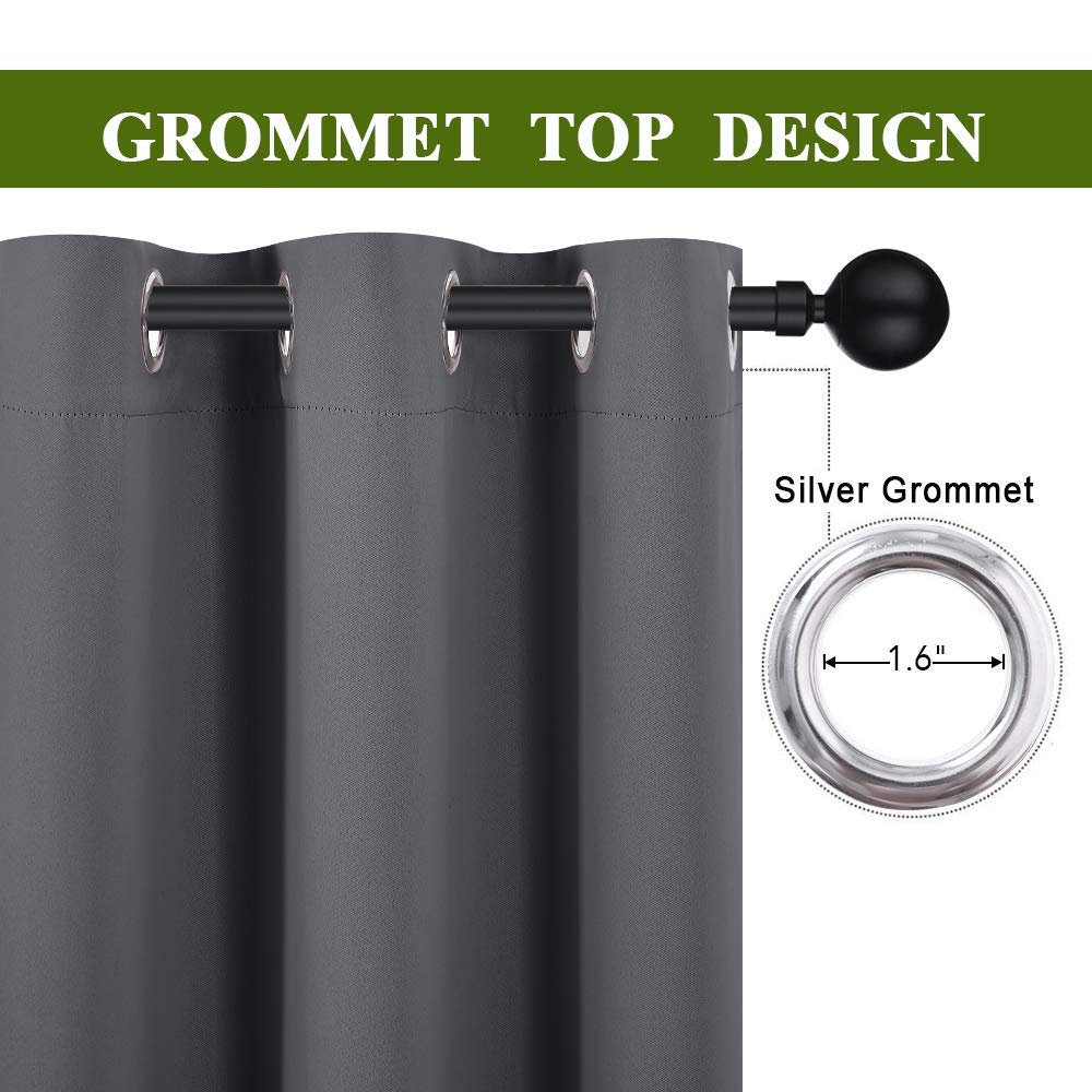 Bedroom Blackout Curtain Panel - (120 inches by 84 inch, Grey, 1 PC) Energy Saving Thermal Insulated Grommet Blackout
