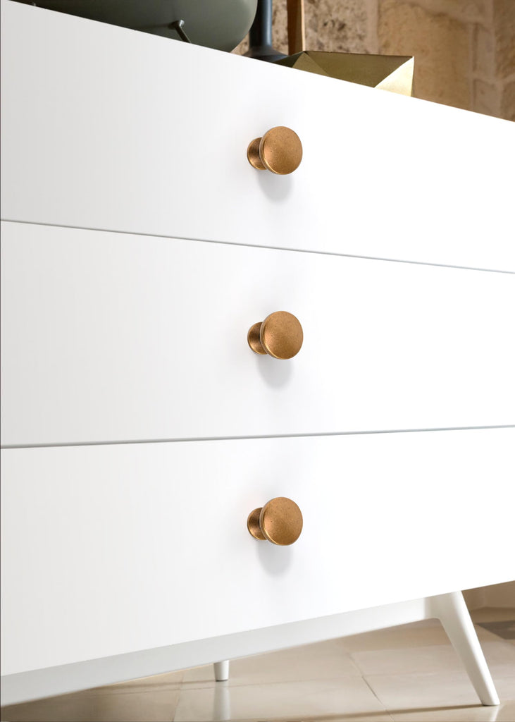 10 Pack Antique Brass Cabinet Knobs 1-1/5 Inch(30mm) Single Hole Cabinet Pulls Round Kitchen Cabinet Knobs Drawer