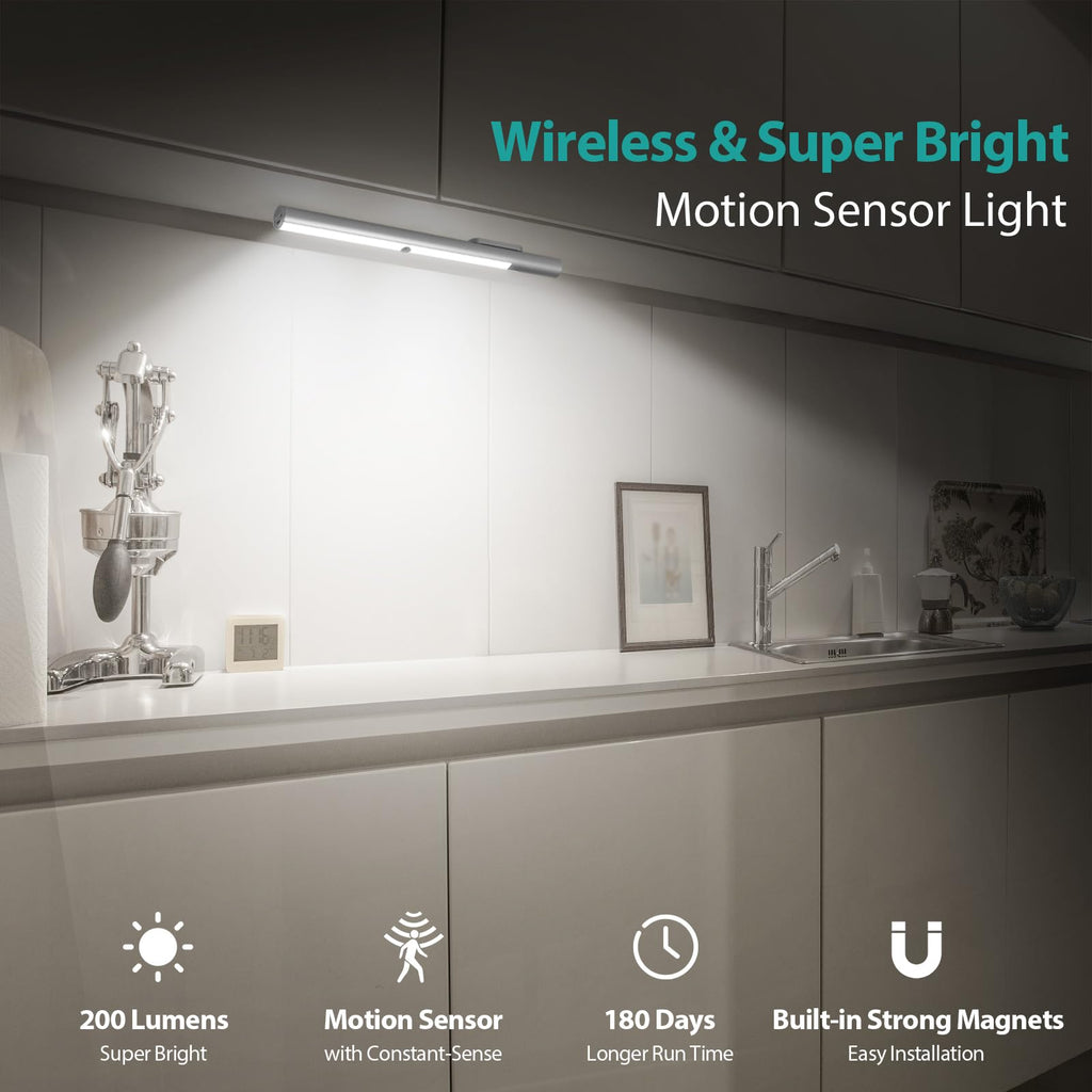 LED Closet Light, Motion Sensor Light Indoor, Large 4500mAh Rechargeable Battery Powered, Wireless Under Cabinet