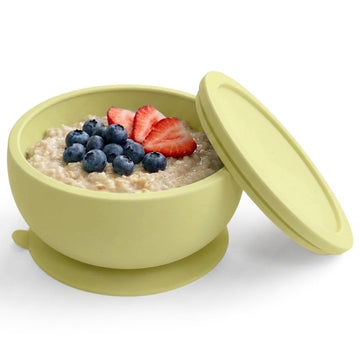 Silicone Suction Baby Bowl & Lid - Food Storage - Yellow