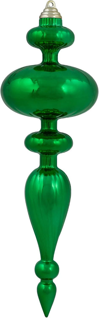 Shatterproof Commercial Size Finial Christmas Ornaments - 14" - Green - Set of 4