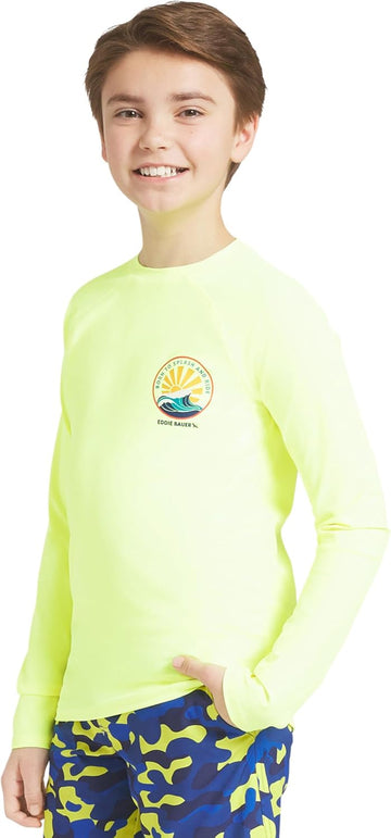 Boys' Swim UPF 50+ Long Sleeve Sun Tee Rash Guard Shirt