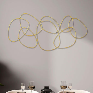 Interlocking Rings Wall Sculpture Gold Metal Home Wall Decor Abstract Aesthetic Gold Decoration for Art Bedroom - Set of 3