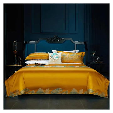 1200Tc Brocade Jacquard and Egyptian Cotton Luxury Bedding Set Smooth Soft Quilt Cover Set Flat/Fitted Bed Sheet