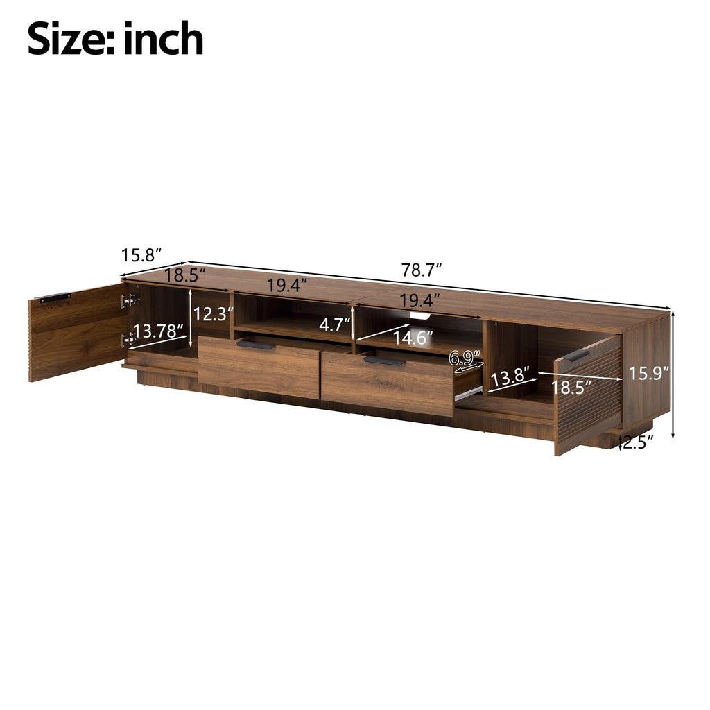 Mid-Century Modern Fluted TV Stand for TVs Up to 85"