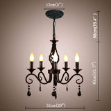 Farmhouse Black Crystal Candle Chandelier, 5 Lights Rustic Industrial Vintage Pendant Light Fixture Hanging Light for Living Room Bedroom Hallway Kitchen Dining Room, E12 Socket A109-B0DSB77VJR