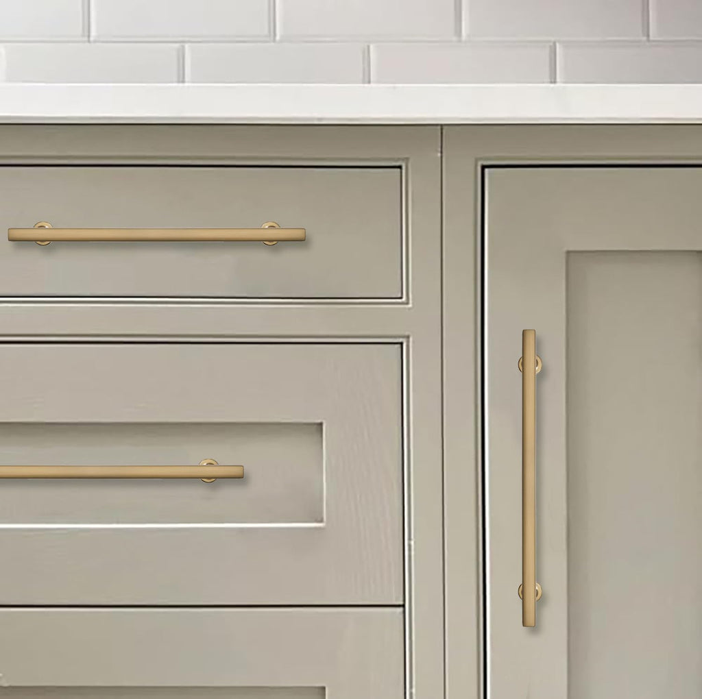 2 Pack 12 Inch(305mm) Brushed Brass Cabinet Pulls Kitchen Solid Heavy Duty Brushed Gold Cabinet Pulls Kitchen Cabinet