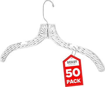TM Clothes Hangers 50 Pack Space-Saving Crystal Clear Plastic Hangers