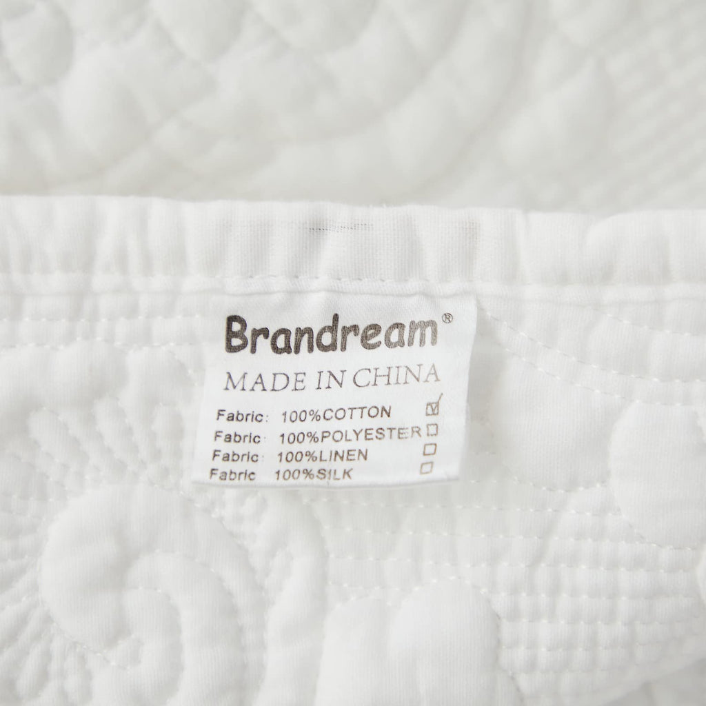 White Damask Quilted Pillow Shams Cotton Standard Size Pillow Cases Set of 2 Comfy Soft Decorative Pillow Covers