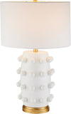 25.5'' Modern 1-Light Ceramic Table Lamp with Spherical Orbs on Lamp Body with White Fabric Drum Shade, or Office