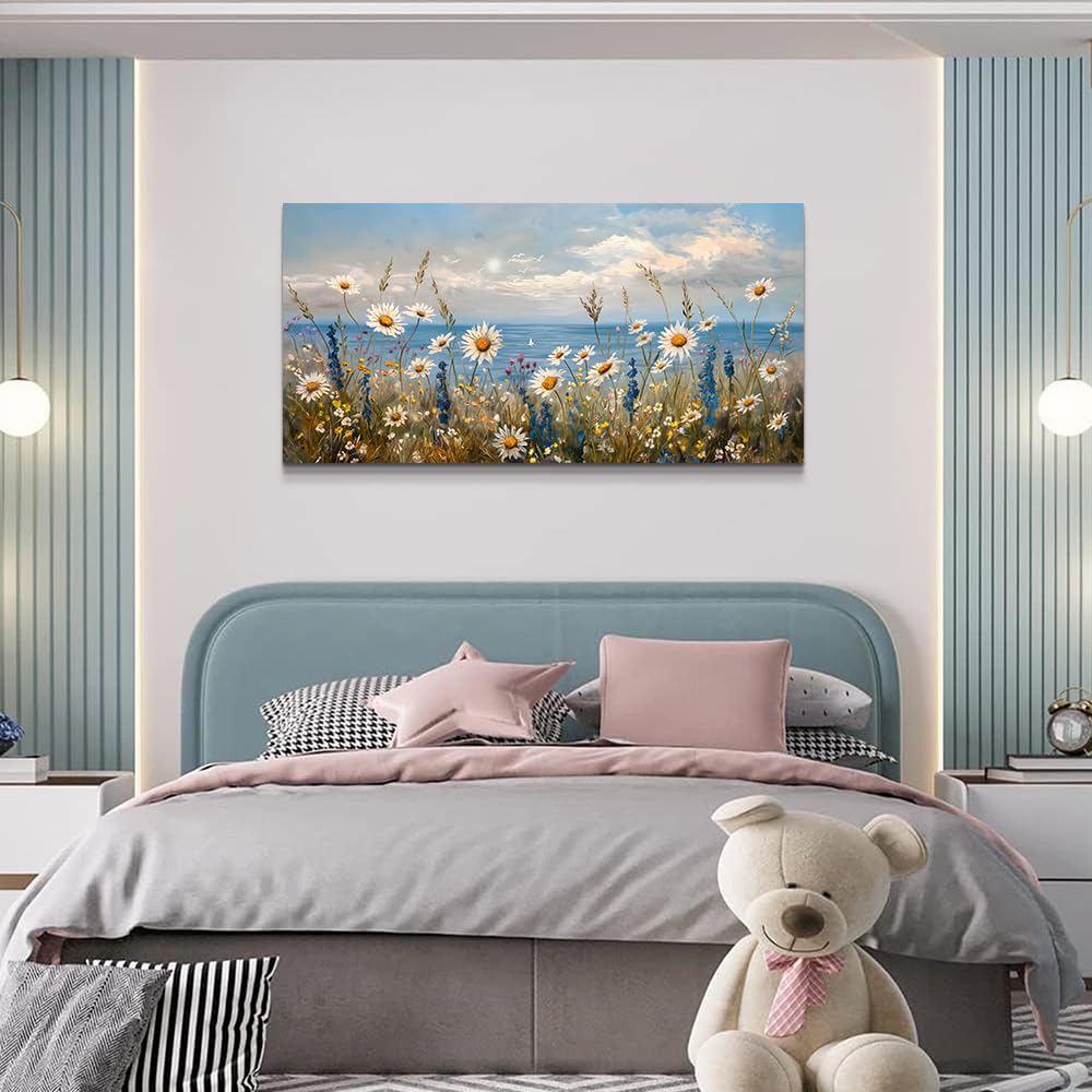 Blue Ocean Canvas Wall Art Wall Decor Bathroom Decoration Abstract Natural Seascape Painting Modern Office