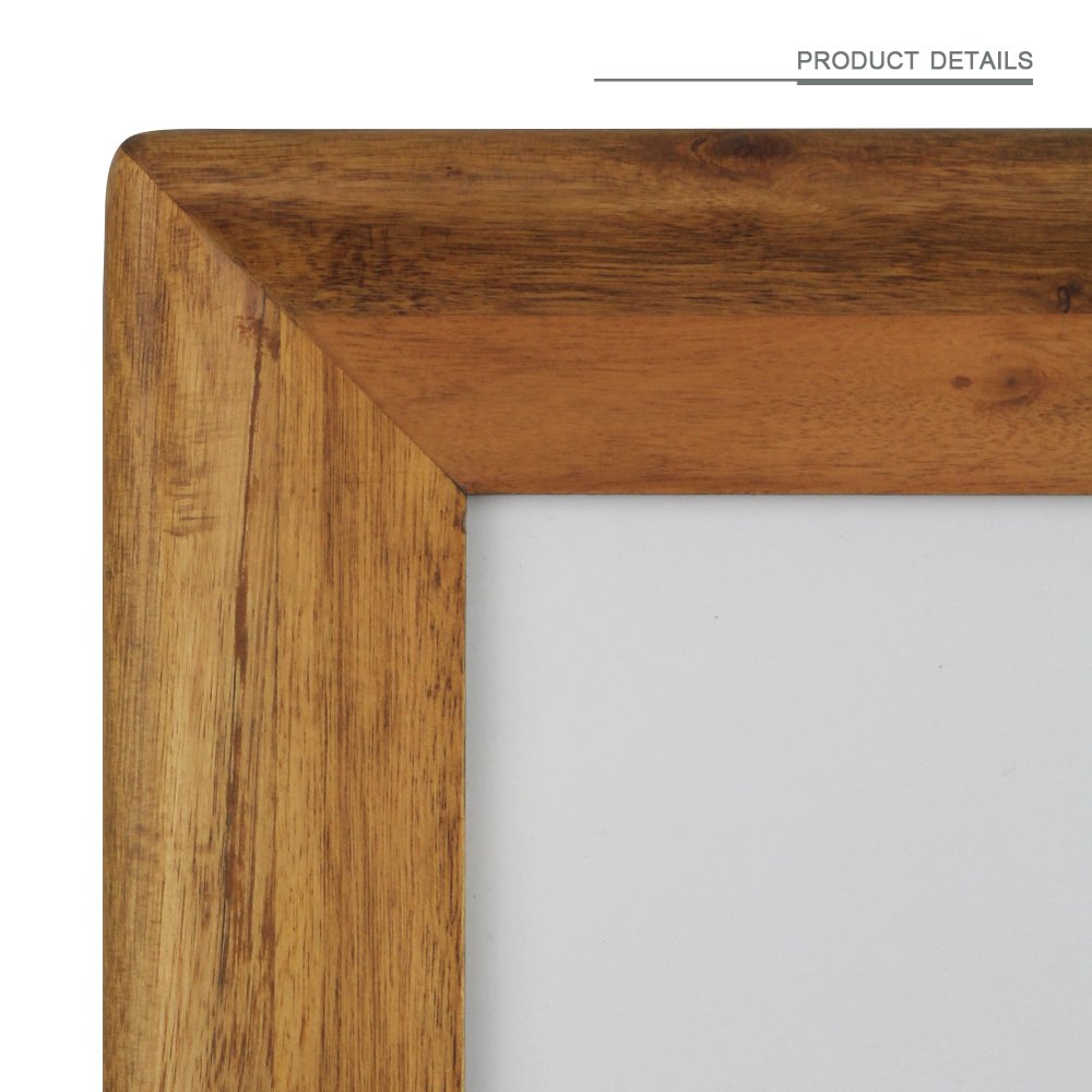 5x7 Inch Rustic Wood Picture Frame, Solid Wood Photo Frame with Real Glass, Tabletop Standing or Wall Hanging