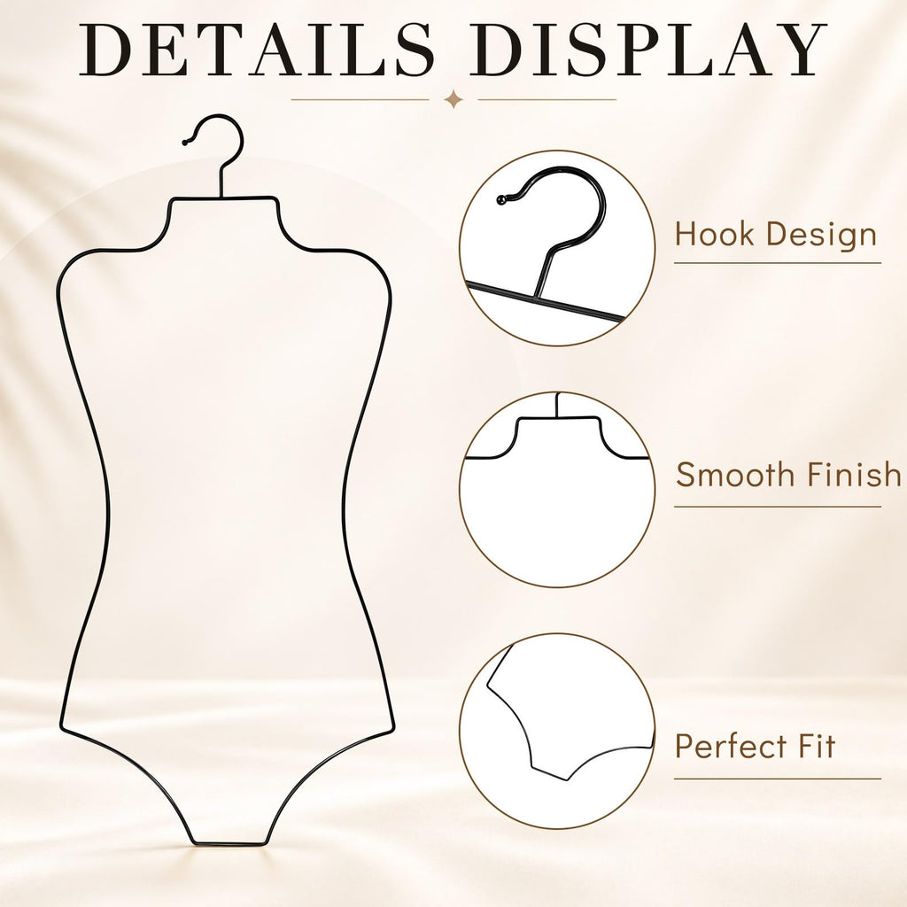 16 Pcs Metal Body Shape Bikini Hangers for Lingerie, Black