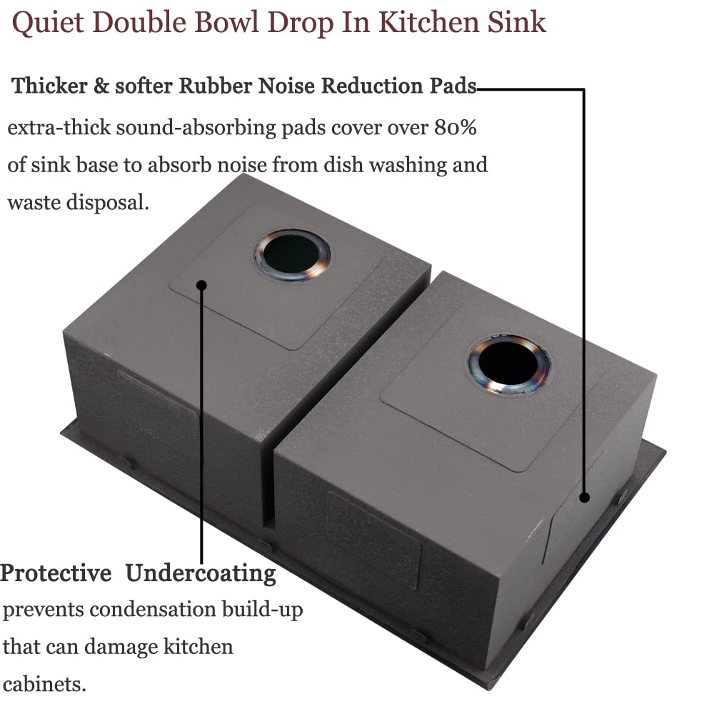 33x22 Drop Sink Double Bowl 50/50 Stainless Steel