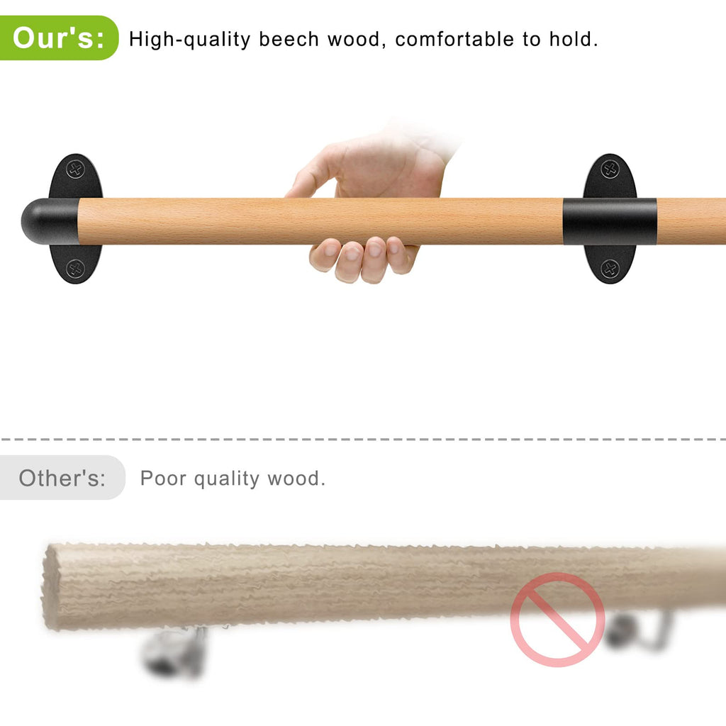 52 Inch Wood Handrail Indoor Stairs Handrail Wall Mount Handrail