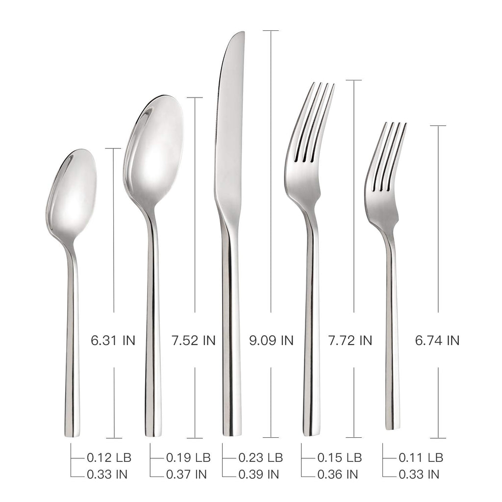 Hand Forged Stainless Steel Flatware Set Silverware Set Cutlery Set Hexagon Handle 5 Pieces Service for 1
