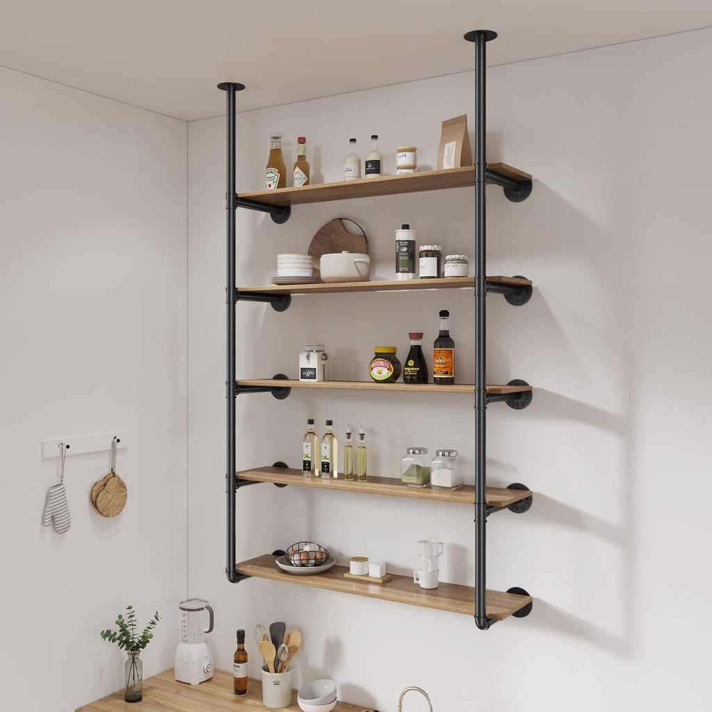 Industrial Iron Pipe Shelf Wall Mount, Farmhouse DIY Open Bookshelf, Pipe Shelves Bathroom, bookcases Living Room