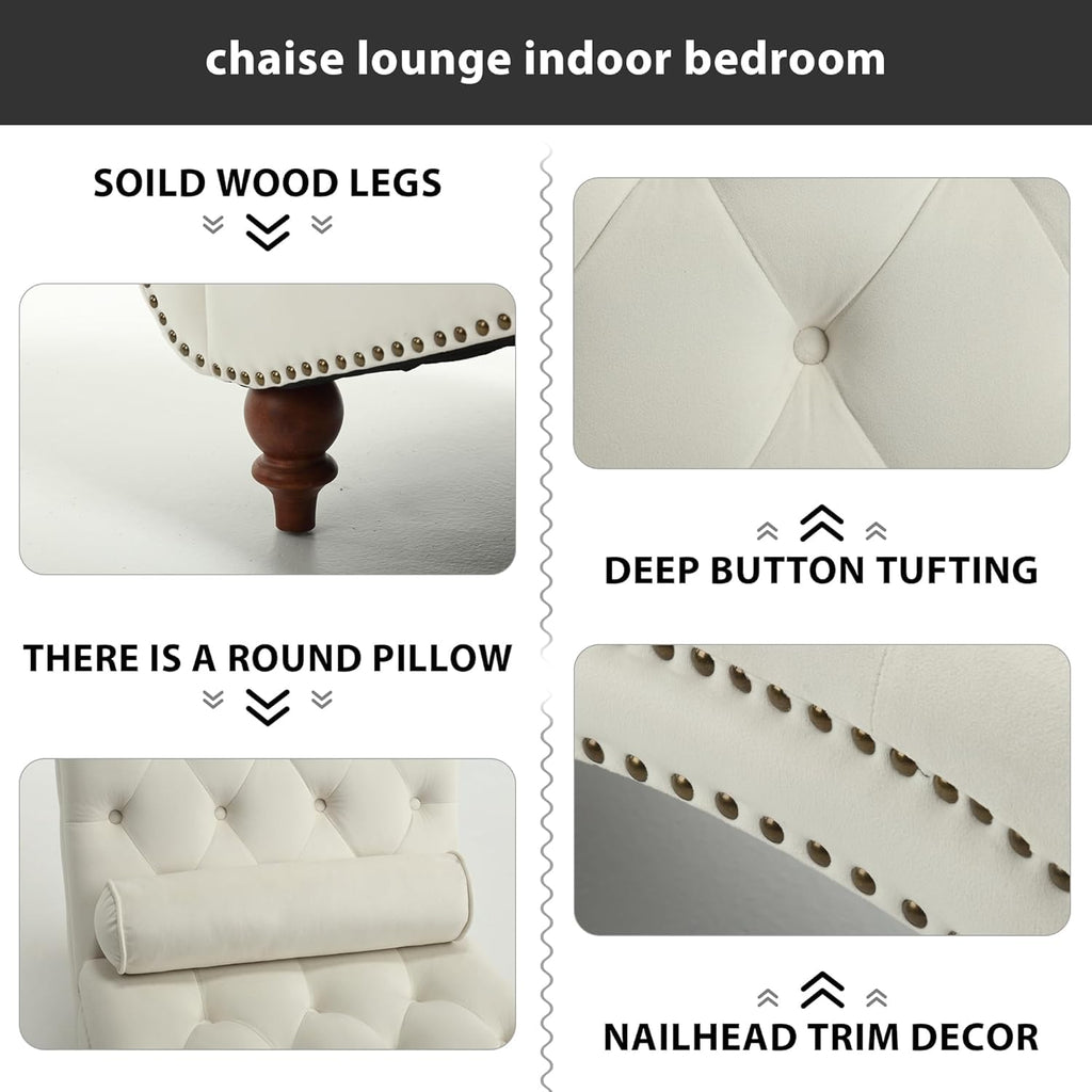 Chaise Lounge Chair Indoor, Velvet Bedroom Accent Lounge Chair