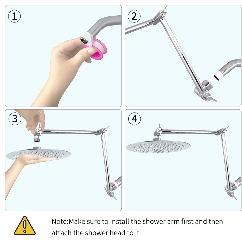 19 Inch Shower Head Extension Arm, G1/2 Universal Thread, Chrome
