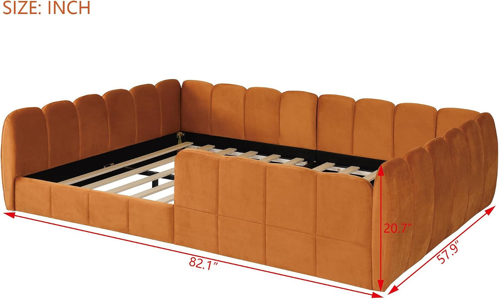 Montessori Floor Bed with Guardrails, Pumpkin Orange