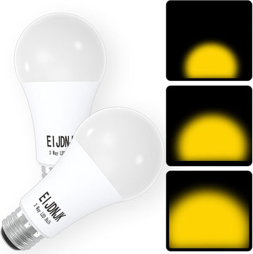 3 Way LED Light Bulbs 30 70 100 W Equivalent Soft White 3000K 2-Pack,Three Way Light Bulbs A19 E26 Base, 3 Way Light