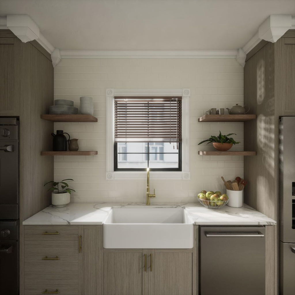 3 5/8"W x 3 5/8"P x 7 1/2"H Solid Paint Grade Wood Inside Crown Moulding Block for Profiles up to 4"H x 3