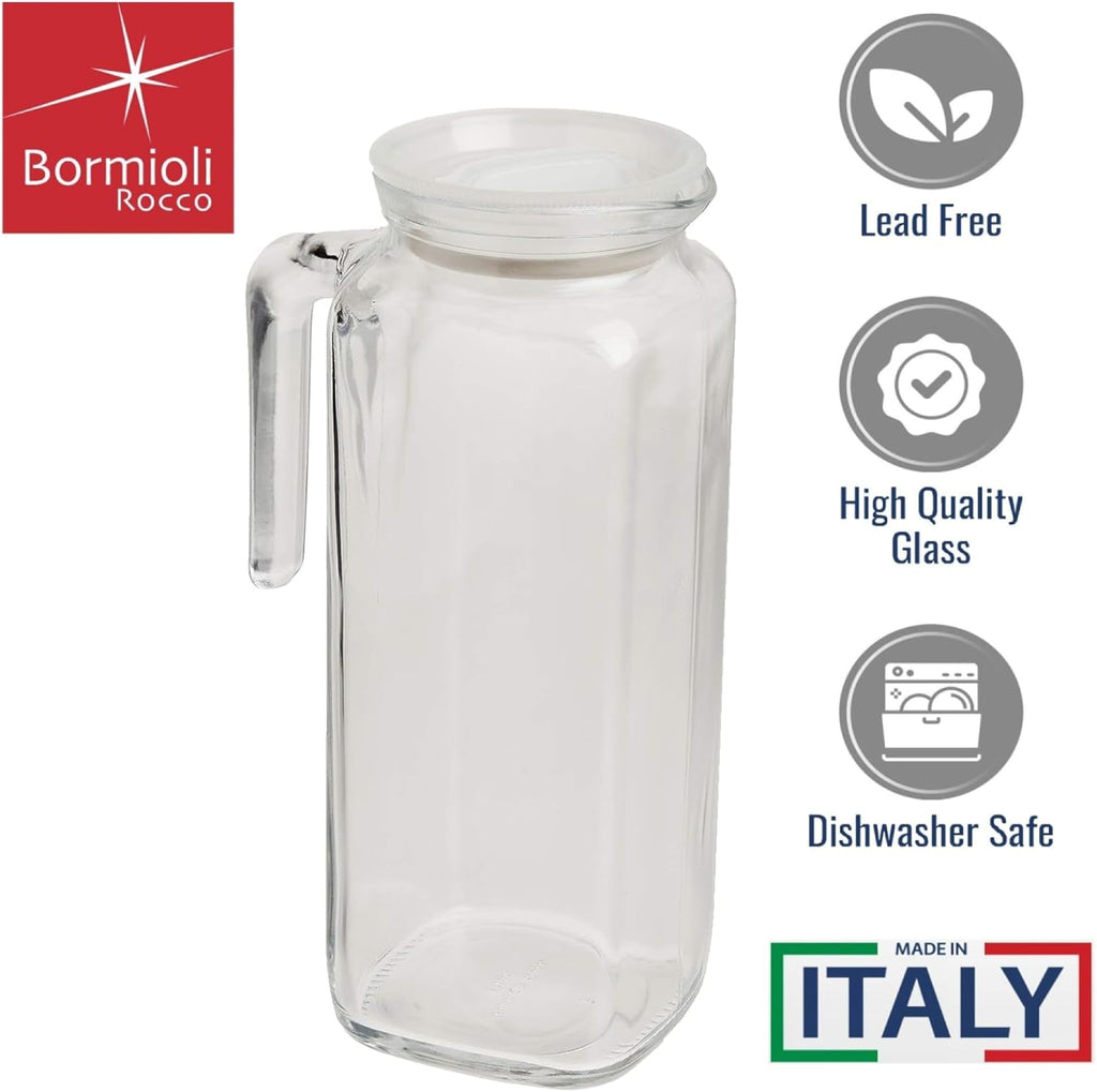 Glass Frigoverre Jug With Airtight Lid 33.75oz : Clear Pitcher With Hermetic Sealing, Easy Pour Spout & Handle - For