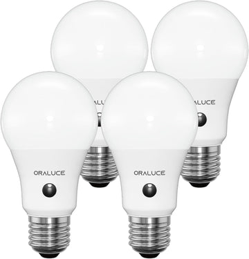 Dusk to Dawn Outdoor Light Bulb, Warm White 3000K, 4 Pack