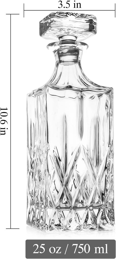Whiskey Decanter With Glass Stopper ,25 oz Liquor Decanter For Alcohol , Wine , Scotch , Brandy or Bourbon Decanter