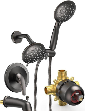 Dual 2 in 1 Shower System with Tub Spout,Oil Rubbed Bronze