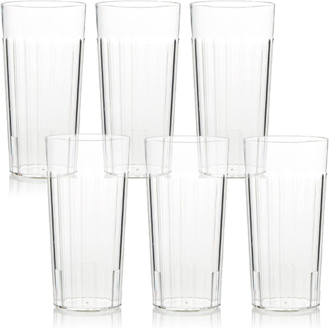 Arrow 30 oz Clear Plastic Tumblers - 6 pk - Break-Resistant Drinking Glasses Use - Dishwasher Safe - BPA Free - Made